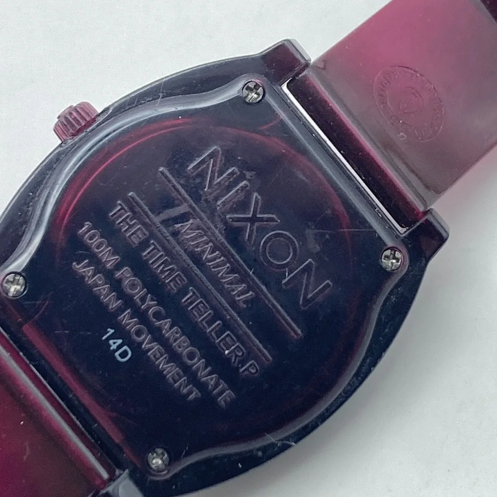 Nixon The Time Teller P Mens Watch 39mm Purple Minimal Polycarbonate New Battery